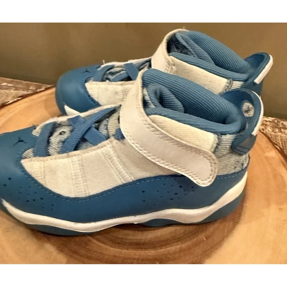 Jordan 6 Rings Tennis Shoes Toddler Size 10C Blue White Dutch‎ DM8954-100 VGUC